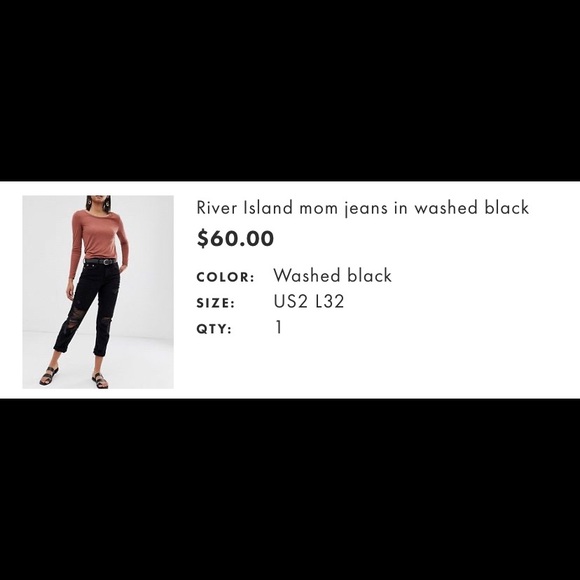 River Island Distressed Black Mom Jeans, New - Picture 4 of 8